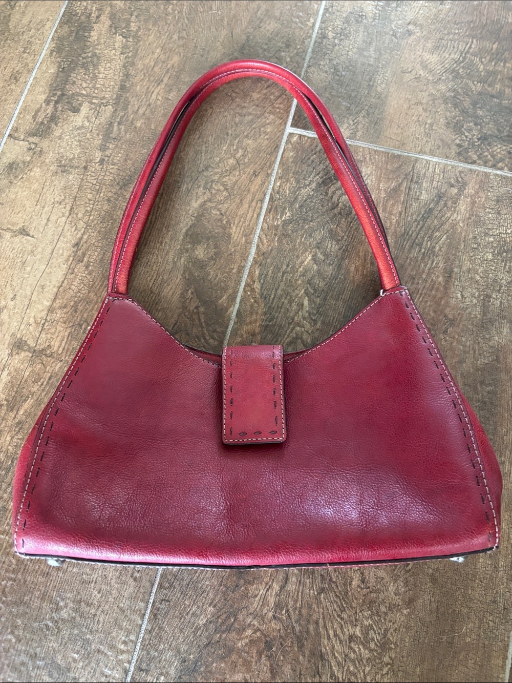 Fossil Red Leather Top-Handle Shoulder Bag